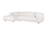Vente-unique - Grand canapé d'angle Gauche en Tissu Bouclette Blanc POGNI de Maison Céphy