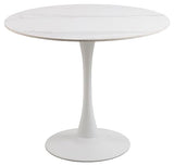 AC Design Furniture Marta Tables de Salle, Céramique Métal, Blanc, H: 75 x B: 90 x T: 90 cm