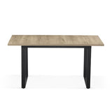 B&D home Table de Salle à Manger Anna, Extensible 120-160 x80 cm 4-6 Personnes Table de Cuisine en Bois avec piétement traîneau Noir pour Cuisine, Aspect chêne sables, 11202-US-EISA-P