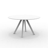MONDO VIRO Table ronde en métal galvanisé Daisy pour jardin démontable 130x130 cm 75h (blanc gaufré)