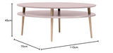 RAGABA OVO HIGH Table basse avec plateau de rangement Largeur 110 cm x profondeur 70 cm Facile à monter En bois FSC Rose poudré