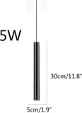 Suspension Long Tube Lustre Boîtier En Aluminium Cylindre Lanterne Intérieur Downlight Noir 5W LED(Height 30cm,Neutral light 4000K)