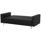 Canapé Convertible 3 Places en Cuir PU Noir Elégant Capitonnage Décoratif Aberdeen