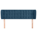 Brokky Tête de lit avec Oreilles Bleu foncé 147x23x78/88 cm Velours,Tete de lit capitonnée,tête de lit à Poser au Sol