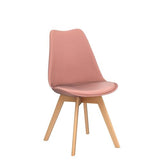 EGGREE Lot de 4 Chaise Salle à Manger Scandinaves SGS Tested Chaise Rembourrée de Cuisine Rétro Chaise de Bureau avec Pieds en Bois de Hêtre Massif, Rose Fumé