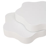 OOIILLEE Table Basse Rotative Design Fleur avec Plateau Tournant 360° - Table de Salon Double Étage à 2 Plateaux - Blanc Crème en MDF, Support jusqu'à 30 kg (74,8 x 67,5 x 31 cm)