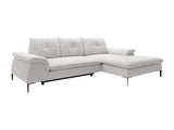 Vente-unique - Canapé d'angle Droit Convertible en Tissu Bouclette Blanc JOLESA