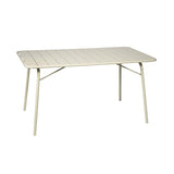 sweeek - Table de Jardin Pliante métal 4 Places. Beige. Amelia. 140x80cm. Traitement antirouille. Lattes et Bords arrondis.