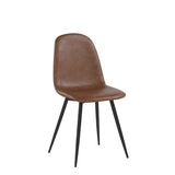 MEUBLE COSY Lot de 4 chaises de salle à manger Scandinave Fauteuil Salon Cuisine Pied Métal Noir Rétro Vintage en suédine Marron