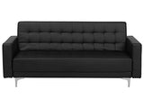 Canapé Convertible 3 Places en Cuir PU Noir Elégant Capitonnage Décoratif Aberdeen