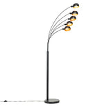 Qazqa sixties - Lampadaire - 5 lumière - H 1980 mm - Noir et Or - Design - éclairage intérieur - Salon I Chambre