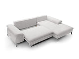Vente-unique - Canapé d'angle Droit Convertible en Tissu Bouclette Blanc JOLESA