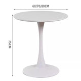 JHAISMAO Rond Table à Manger Cuisine Tableau pour 2-4 Personnes en Bois Conception De Tulipes Table De Loisirs avec Socle en Métal(Size:80cm,Color:Blanc)