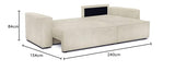 HOMIFAB Canapé d'angle Convertible réversible 4 Places avec Coffre de Rangement en Velours côtelé Beige - Livia