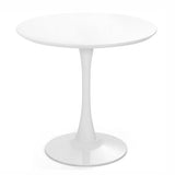 JHAISMAO Rond Table à Manger Cuisine Tableau pour 2-4 Personnes en Bois Conception De Tulipes Table De Loisirs avec Socle en Métal(Size:80cm,Color:Blanc)