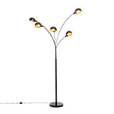 Qazqa sixties - Lampadaire - 5 lumière - H 1980 mm - Noir et Or - Design - éclairage intérieur - Salon I Chambre