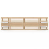 IDMarket - Tête de lit Suspendue en Lattes AVA 240 cm Bois Clair et étagères Blanches