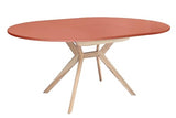Ragaba, Biju, Table de Salle à Manger Ronde, 110 cm, Table de Salle à Manger pour 6 Personnes, Frêne Massif et Plateau MDF, Peu encombrante, Extensible, Vieux Rose