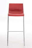 CLP Tabouret De Bar en Plastique I Chaise Haute De Bar Empilable I Piètement Et Repose-Pieds en Métal I Hauteur D'Assise 76 cm, Couleur:Rouge, Couleur du Cadre:Chrome