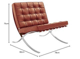 Furnwise Fauteuil de salon moderne en cuir avec cadre en acier inoxydable poli (cognac)