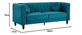 Vente-unique - Canapé 3 Places en Velours Bleu Canard Turner