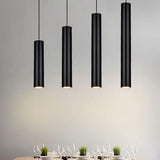 Suspension Long Tube Lustre Boîtier En Aluminium Cylindre Lanterne Intérieur Downlight Noir 5W LED(Height 30cm,Neutral light 4000K)