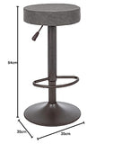 YES EVERYDAY Tabouret de Bar Piper Gris foncé Vintage, Taille Unique
