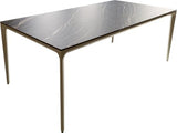DeLife Table-à-Manger Escina Céramique Laminam®Noir Désir Marron 200x100 cm Piètement Aluminium
