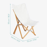 Navaris Chaise Pliante Style Papillon – Siège Pliable en Bois 54 x 70 x 93 cm avec Toile Lavable – pour extérieur Camping Jardin Balcon terrasse