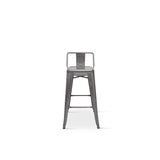 Tabouret de Bar en métal Brut Aspect galvanisé avec Dossier - Hauteur 76cm