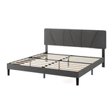 Zinus Maya Sommier 160x200 cm avec Lattes en Bois - Hauteur 30 cm - Tête & Cadre de Lit Double Tapissier - Montage Facile - Gris Foncé