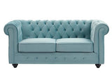 Vente-unique - Canapé 2 Places en Velours Bleu Pastel Chesterfield - Velours
