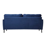 Miliboo Canapé Design 3 Places en Tissu Velours Bleu foncé et métal Noir BEKA