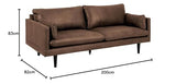 AC Design Furniture Sune Canapé rembourré Effet Cuir 3 Places avec 2 Coussins et Pieds en métal Noir, 200 x 83 x 82 cm (l x H x P)