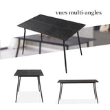 B&D Home Table de Salle à Manger LIOR | 140 cm x 80 cm Table de Cuisine Table en Bois pour Cuisine, Salle à Manger | Design Industriel Moderne | Aspect marbre, 11215-140-MASW