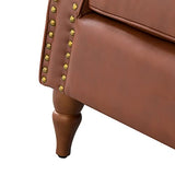 Fauteuil en Cuir PU fauteuils d'appoint en Cuir du Milieu du siècle avec capitonnage en Cuir et Garniture cloutée Fauteuil en Cuir surdimensionné pour Salon Chambre à Coucher réception Brown