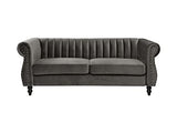 Vente-unique - Canapé Chesterfield 3 Places en Velours Trumbo - Gris - Velours