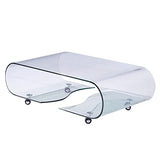 Table de canapé Table basse mobile en verre avec roulettes, table d'appoint décorative moderne et transparente, table à thé rectangulaire for salon, salle de bain, chambre et bureau Table côté thé ( C