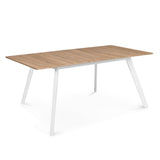 IDMarket - Table scandinave Extensible Rectangle Inga 6-8 Personnes Plateau Bois Pieds Blancs 160-200 cm