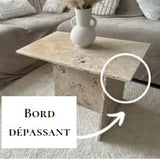 Table basse travertin (bord dépassant)