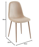 BAÏTA - Lot de 4 chaises Lena Velours Beige Pieds métal Beige