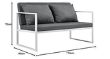 casa.pro Canapé Extérieur avec Coussins Armature Métal Polyester Blanc 70 x 114 x 60 cm