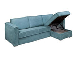 Vente-unique - Canapé d'angle Convertible Express et réversible en Velours côtelé Bleu Turquoise - Couchage à Lattes Larges 160 cm - Matelas 14 cm Loreto