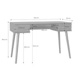 sweeek - Bureau Effet Bois 2 tiroirs MADERE Noyer. 1 casier. façade rainurées. 120 x 55 x 76.5 cm
