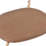 Lot de 4 chaises de salle à manger modernes avec coussins ovales en polyuréthane et dossier en rotin - Simples - Avec quatre pieds en métal - Rembourrées - Pour salon et chambre à coucher - Marron