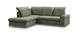 Canapé d'angle Droit/Gauche en lit convertible avec coffre 4 places - Pieds en Métal, en tissu, appuie-tête et dossier réglable - salon & séjour - 272x232x108cm - CORLEONE (Canapé d'angle Droit, Vert)