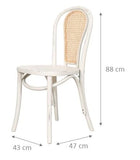 Biscottini Chaise cuisine vintage en bois de frêne 43x47x88 cm - Chaise de salle à manger blanche - Chaises de cuisine - Chaises de salle à manger en bois et paille de Vienne - Chaises de salon
