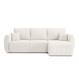 BAÏTA Canapé d'angle REFA Convertible Tissu Bouclette Blanc