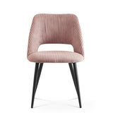 B&D Home Chaises de Salle à Manger Vicky Lot de 2, Chaise rembourrée en Velours côtelé pour Salle à Manger, Cuisine, Salon, Bureau, Coiffeuse, Design scandinave Rustique, Cordon Rose, 11126-ROSA-2