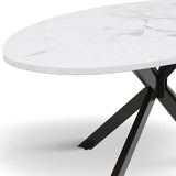 IDMarket - Table à Manger Ovale Alix 10 Personnes Pied araignée Noir et Plateau Effet marbre Blanc Alaska 200 cm